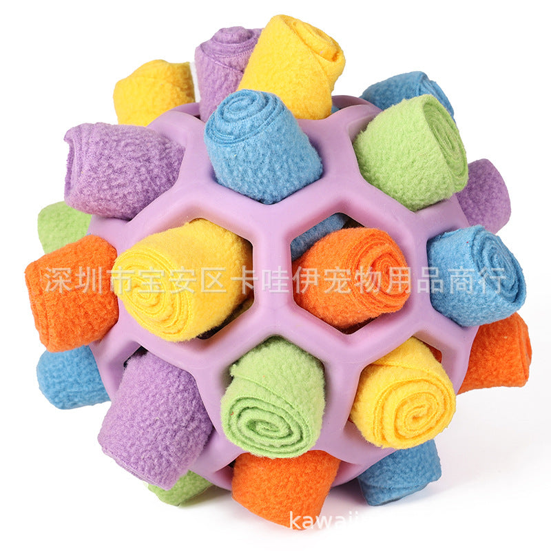 Cross-border hot-selling pet sniffing and exploding ball toys, dog blind box food hiding rubber ball educational sniffing and leaking food ball