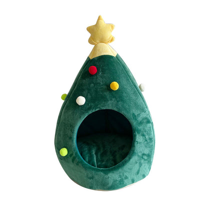 New Christmas tree cat litter kennel winter warm pet litter winter cat house pet supplies teddy pet bed