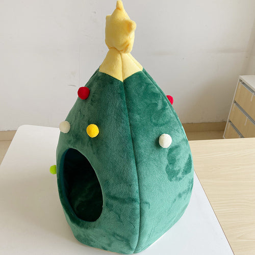 New Christmas tree cat litter kennel winter warm pet litter winter cat house pet supplies teddy pet bed