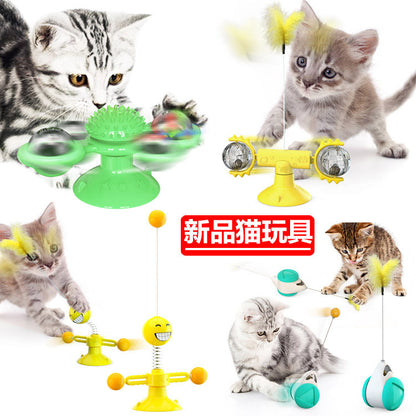 Pet supplies Amazon spring man spinning cat toy turntable cat teaser stick vent balance car pet toys