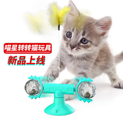 Pet supplies Amazon spring man spinning cat toy turntable cat teaser stick vent balance car pet toys