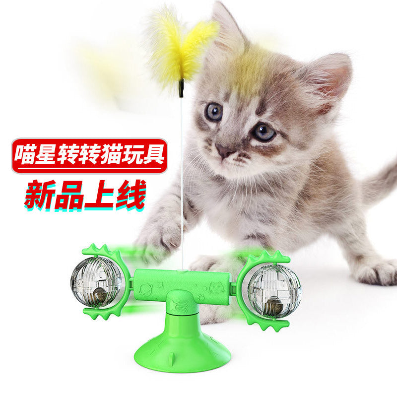 Pet supplies Amazon spring man spinning cat toy turntable cat teaser stick vent balance car pet toys