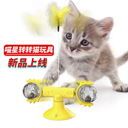Pet supplies Amazon spring man spinning cat toy turntable cat teaser stick vent balance car pet toys