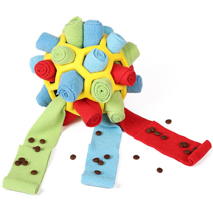 Cross-border hot-selling pet sniffing and exploding ball toys, dog blind box food hiding rubber ball educational sniffing and leaking food ball