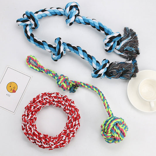 Amazon new pet toys dog cotton rope toys medium and large dog chew-resistant teething big dog toys wholesale