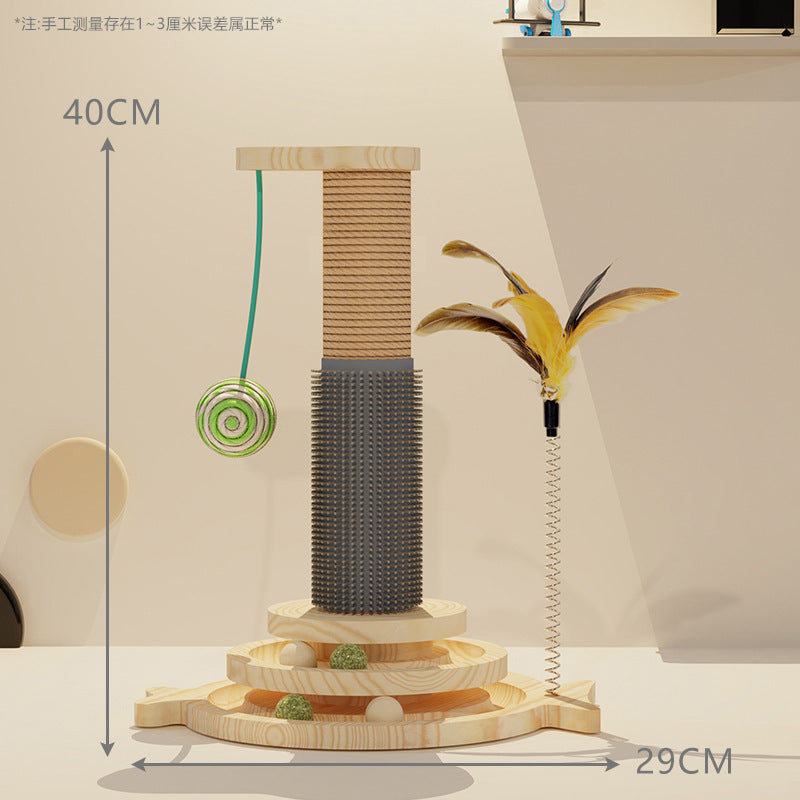 Cat toys solid wood turntable self-entertainment cat stick cat ball small mouse solid wood scratching board cat supplies one piece dropshipping