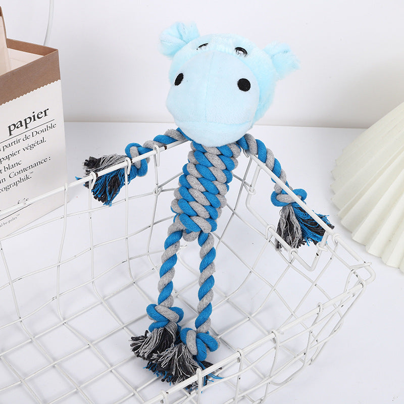 Dog Plush Cotton Rope Chewing Toy Cute Animal Shaped Teeth-Resistant Pet Supplies Manufacturer Wholesale