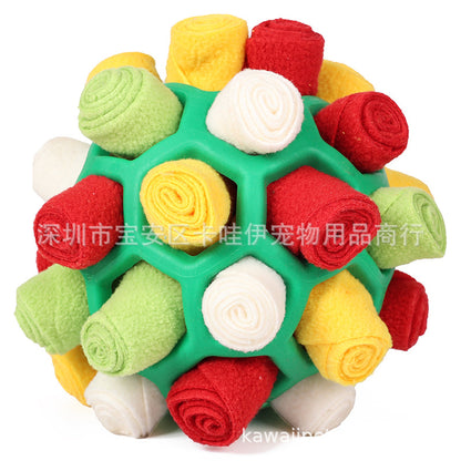 Cross-border hot-selling pet sniffing and exploding ball toys, dog blind box food hiding rubber ball educational sniffing and leaking food ball