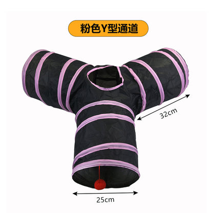 Cross-border new pet interactive toys self-entertainment cat tunnel rainbow cat channel runway rolling chinchilla nest