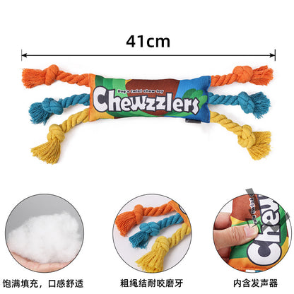 Cross-border pet dog toys, rainbow twisted candy toys, dog teething toys, chewable toys, sound toys, pet supplies