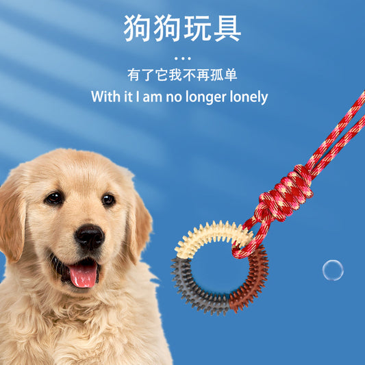 Cross-border popular dog teething and chew-resistant cotton rope toys, pet colorful braided knot toys, puppy self-entertainment toys