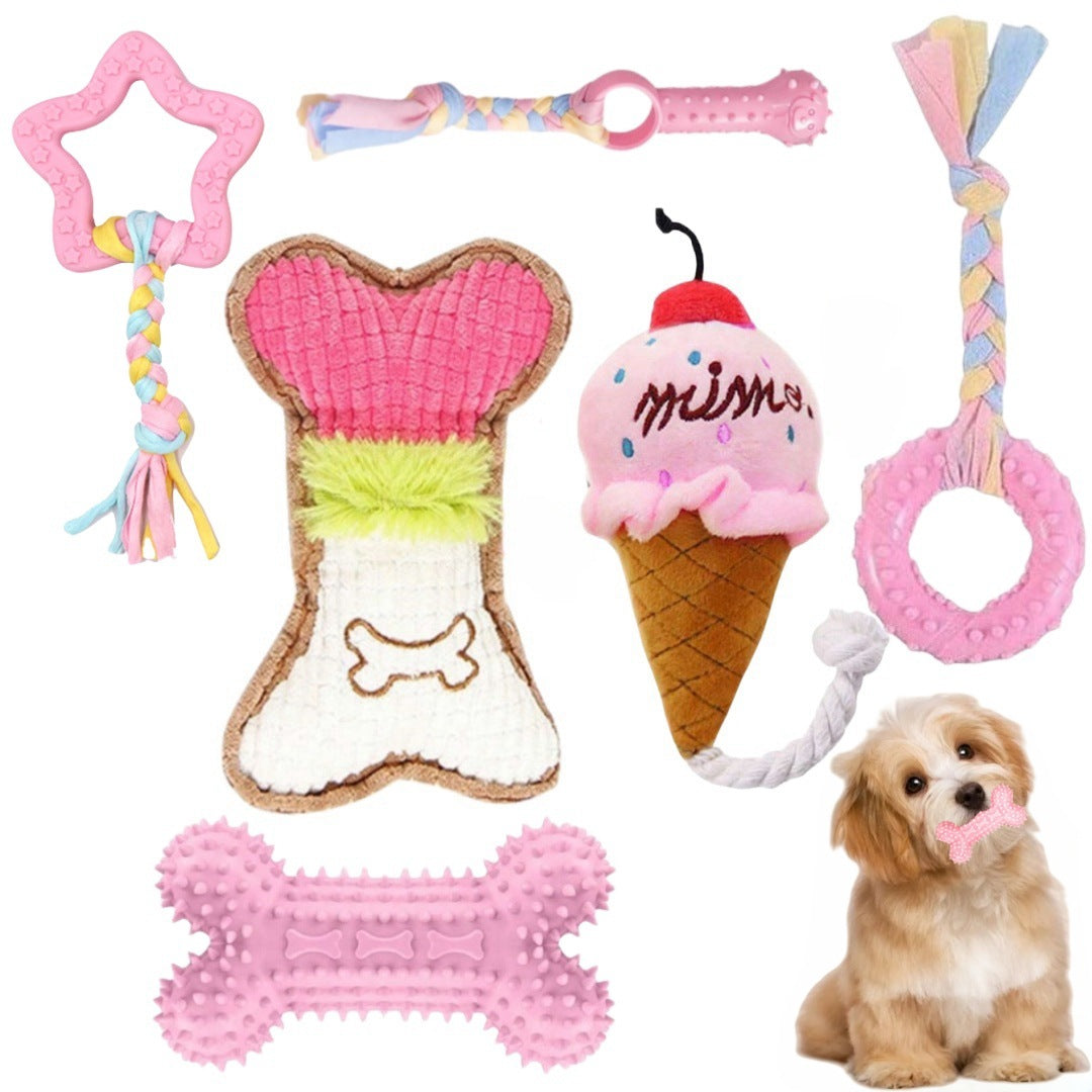 6-Pack Puppy Teething Toys Small Dog Chew Toys with Rope Cute Soft Rubber Puppy Toy Set