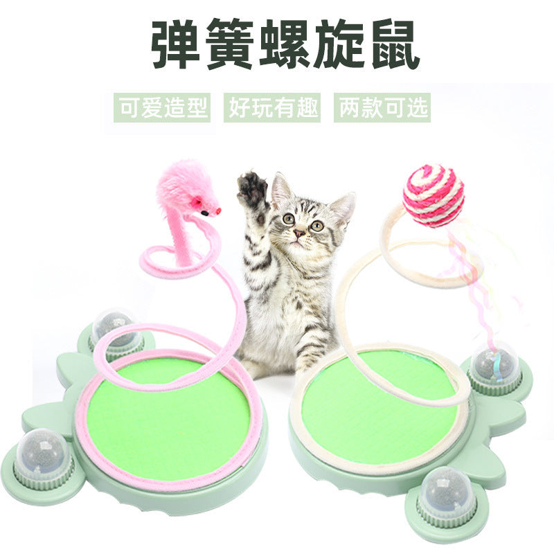 Cat Toys Spring Coil Spiral Mouse Cat Toys Cat Self-entertainment Toys Cat Scratching Board Pet Toys