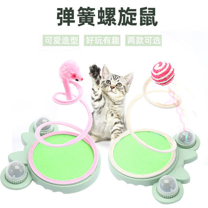 Cat Toys Spring Coil Spiral Mouse Cat Toys Cat Self-entertainment Toys Cat Scratching Board Pet Toys