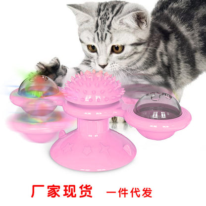 Pet Supplies Wholesale Manufacturers New Amazon Hot Dog Toys Funny Cat Slow Food Leaker Windmill Turntable