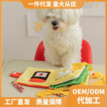 Ins Korean food leaking sniffing sound cute cloth book dog toys pet food hiding toys in stock Amazon