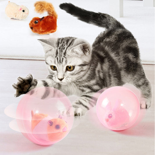 Amazon cross-border pet toys simulation hamster white rabbit electric rolling ball cat toys vibrato same pet