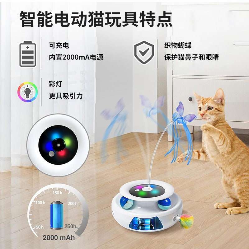 Cross-border new pet electric cat toys cat teasing game cat turntable automatic cat teaser cat toys self-entertainment