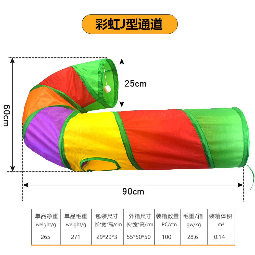 Cross-border new pet interactive toys self-entertainment cat tunnel rainbow cat channel runway rolling chinchilla nest