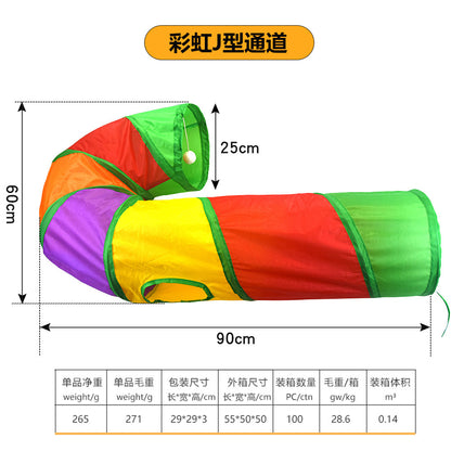 Cross-border new pet interactive toys self-entertainment cat tunnel rainbow cat channel runway rolling chinchilla nest