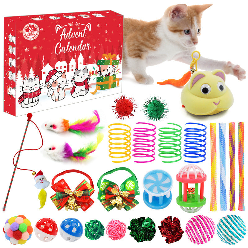 Cross-border pet cat and dog blind box toys, Christmas cat teasers, dog chew sticks and accessory gift boxes