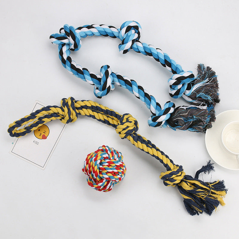 Amazon new pet toys dog cotton rope toys medium and large dog chew-resistant teething big dog toys wholesale