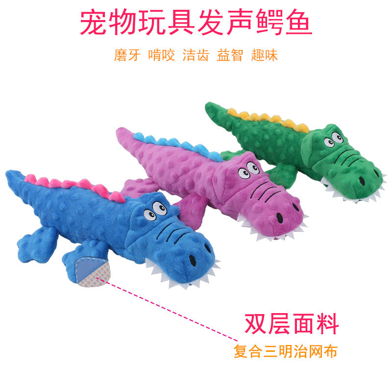 New Pet Plush Toy Sounding Crocodile Teething Resistant Cute Cartoon Dog Toy Pet Supplies