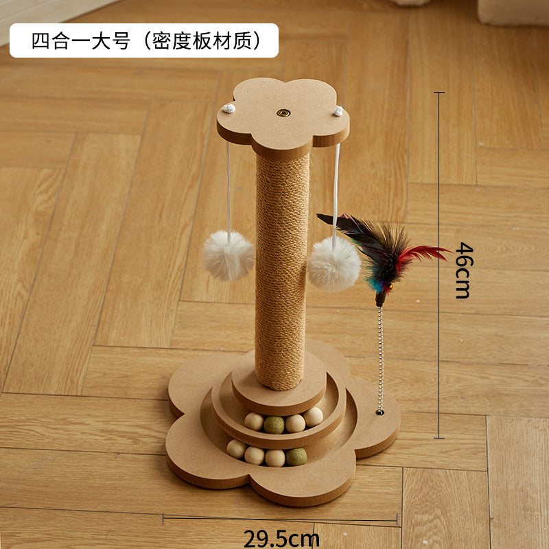 Cat toys luxury solid wood cat scratching post vertical cat scratching board sisal wear-resistant and non-shedding cat climbing frame integrated cat nest