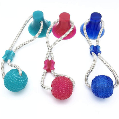 Dog Teeth Grinding TPR Interactive Ball Pet Chewing Suction Cup Rubber Toys Teeth Cleaning Pull Rope Elastic Toys Wholesale