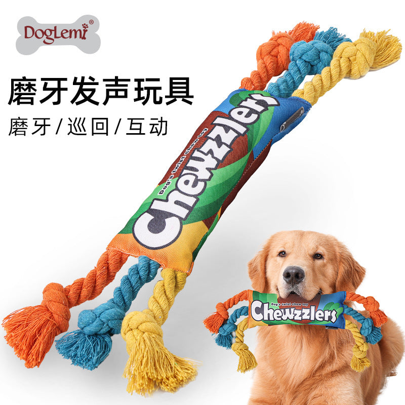 Cross-border pet dog toys, rainbow twisted candy toys, dog teething toys, chewable toys, sound toys, pet supplies