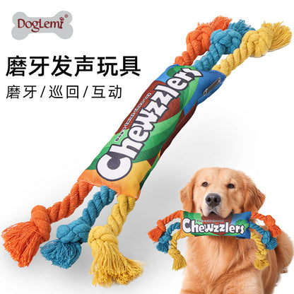 Cross-border pet dog toys, rainbow twisted candy toys, dog teething toys, chewable toys, sound toys, pet supplies