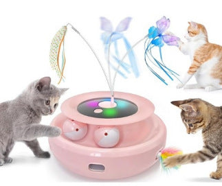 Cross-border new pet electric cat toys cat teasing game cat turntable automatic cat teaser cat toys self-entertainment