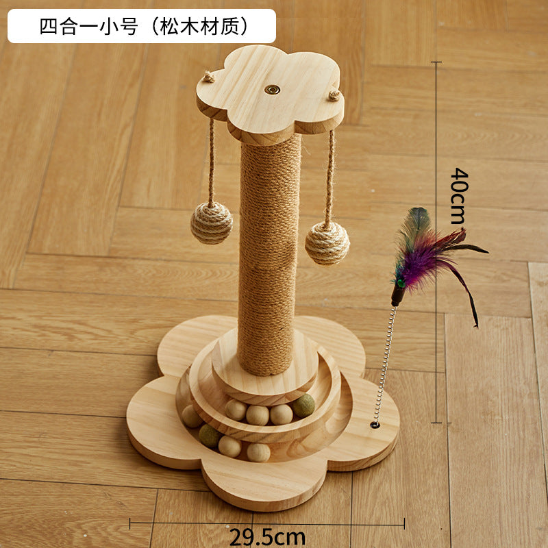 Cat toys luxury solid wood cat scratching post vertical cat scratching board sisal wear-resistant and non-shedding cat climbing frame integrated cat nest
