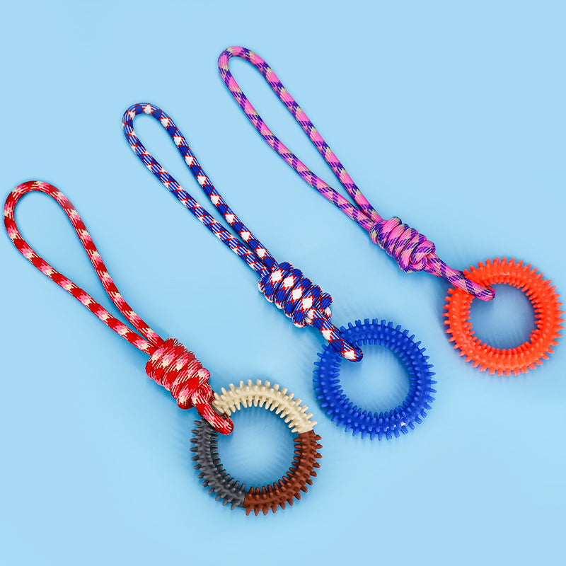 Cross-border popular dog teething and chew-resistant cotton rope toys, pet colorful braided knot toys, puppy self-entertainment toys