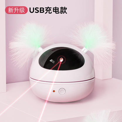Cross-border wholesale electric cat toys, infrared laser light pen, cat teasing stick, feather automatic cat toys, self-pleasure artifact