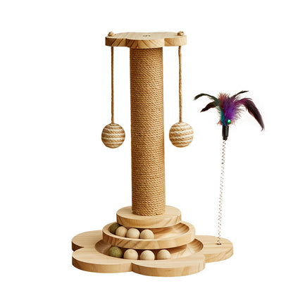Cat toys luxury solid wood cat scratching post vertical cat scratching board sisal wear-resistant and non-shedding cat climbing frame integrated cat nest