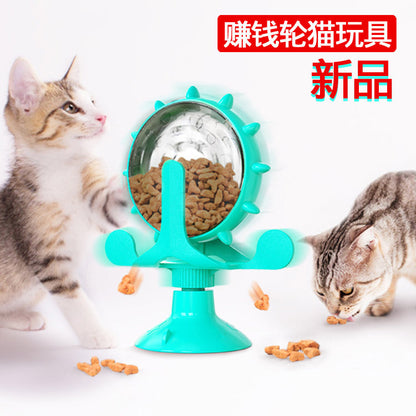 Pet Supplies Wholesale Manufacturers New Amazon Hot Dog Toys Funny Cat Slow Food Leaker Windmill Turntable