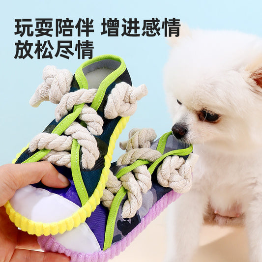 Dog toys, chew-resistant rope slippers, training Teddy Pomeranian puppies to consume physical energy, molars and relieve boredom, pet supplies