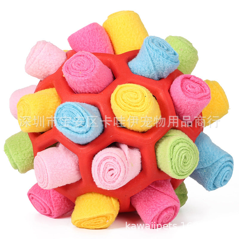 Cross-border hot-selling pet sniffing and exploding ball toys, dog blind box food hiding rubber ball educational sniffing and leaking food ball