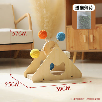 Cat scratching board solid wood turntable sisal hemp claw sharpener to amuse cats without dropping dandruff cat toys pet supplies cross-border supply