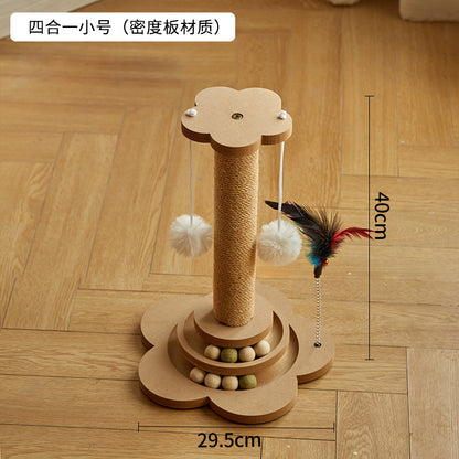 Cat toys luxury solid wood cat scratching post vertical cat scratching board sisal wear-resistant and non-shedding cat climbing frame integrated cat nest