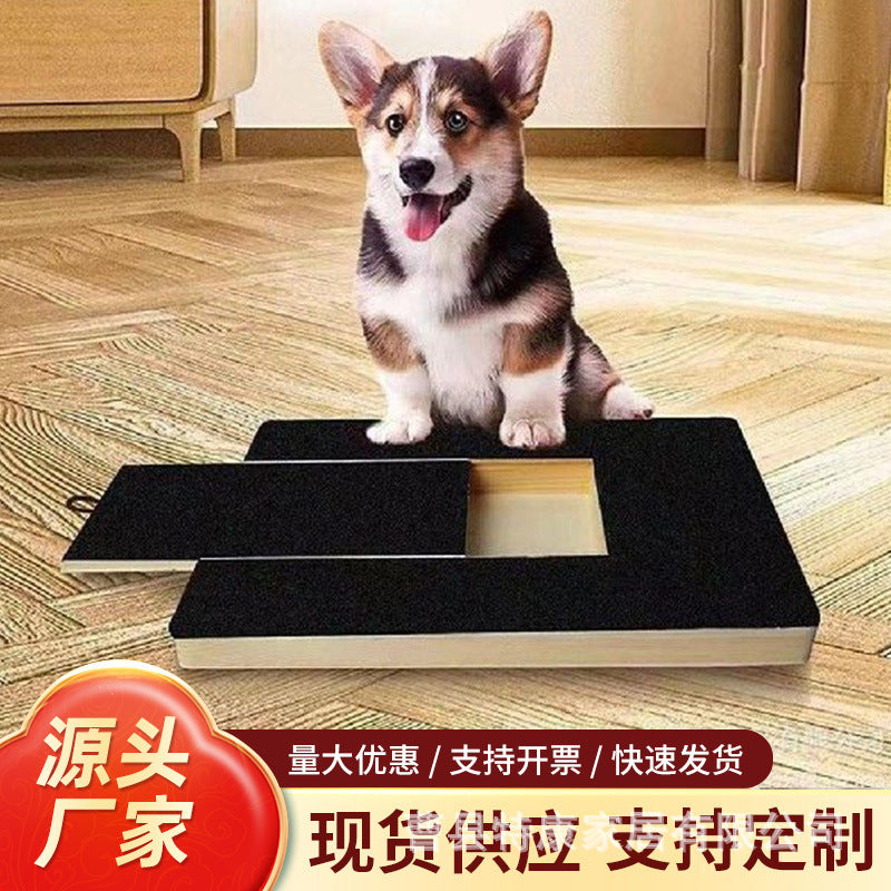 Wooden dog scratching board with dog food box indoor pet supplies dog toys nail file board claw grinding solid wood scraper