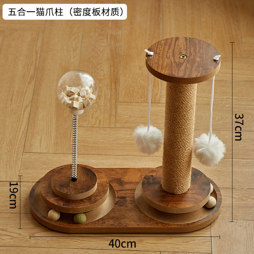 Cat toys luxury solid wood cat scratching post vertical cat scratching board sisal wear-resistant and non-shedding cat climbing frame integrated cat nest