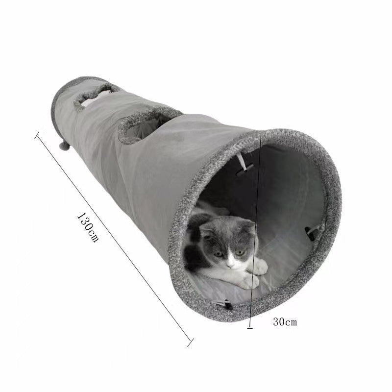 Amazon hot selling suede straight through plush foldable cat tunnel pet supplies cat toys
