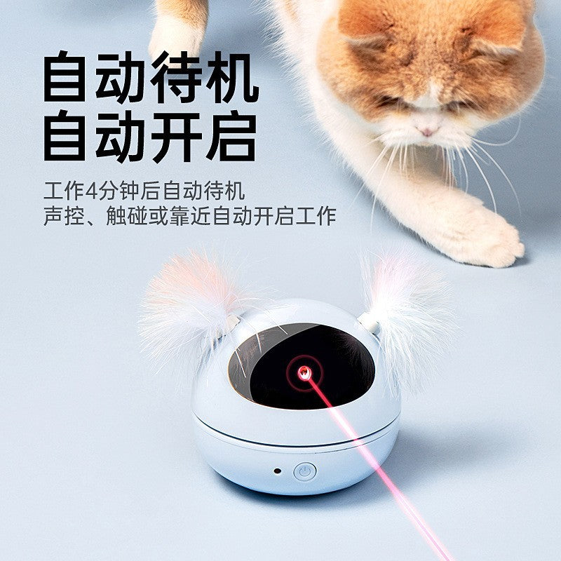 Cross-border wholesale electric cat toys, infrared laser light pen, cat teasing stick, feather automatic cat toys, self-pleasure artifact