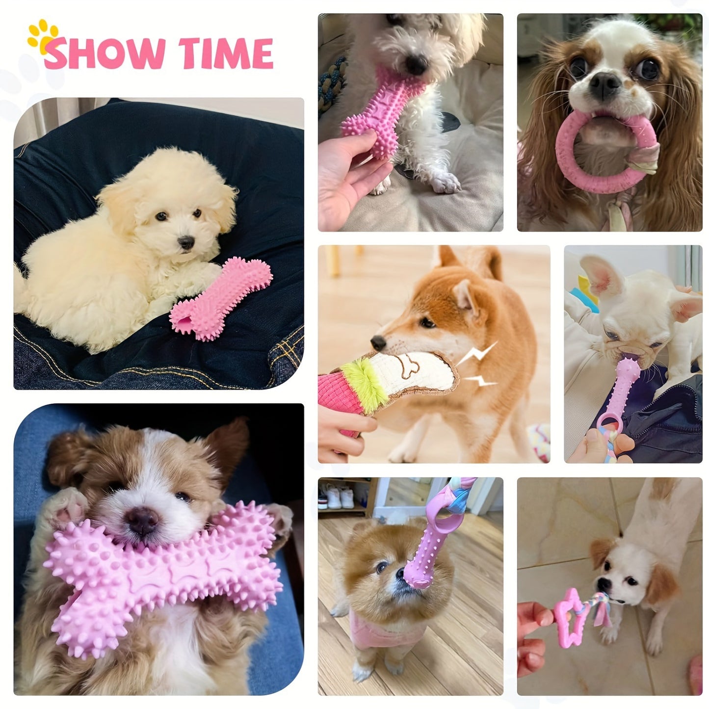 6-Pack Puppy Teething Toys Small Dog Chew Toys with Rope Cute Soft Rubber Puppy Toy Set