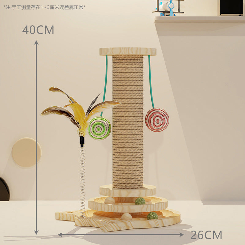 Cat toys solid wood turntable self-entertainment cat stick cat ball small mouse solid wood scratching board cat supplies one piece dropshipping