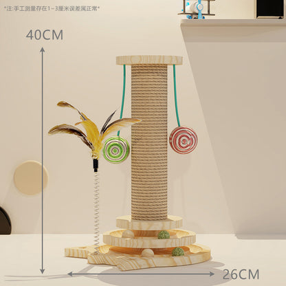 Cat toys solid wood turntable self-entertainment cat stick cat ball small mouse solid wood scratching board cat supplies one piece dropshipping