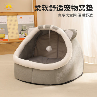 Cat house new pet supplies winter warm pet sleeping nest super large semi-enclosed cat house pet nest wholesale