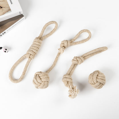 Amazon hot selling dog pet toys cotton and linen rope ball golden retriever Shiba Inu pet toys decompression toy set